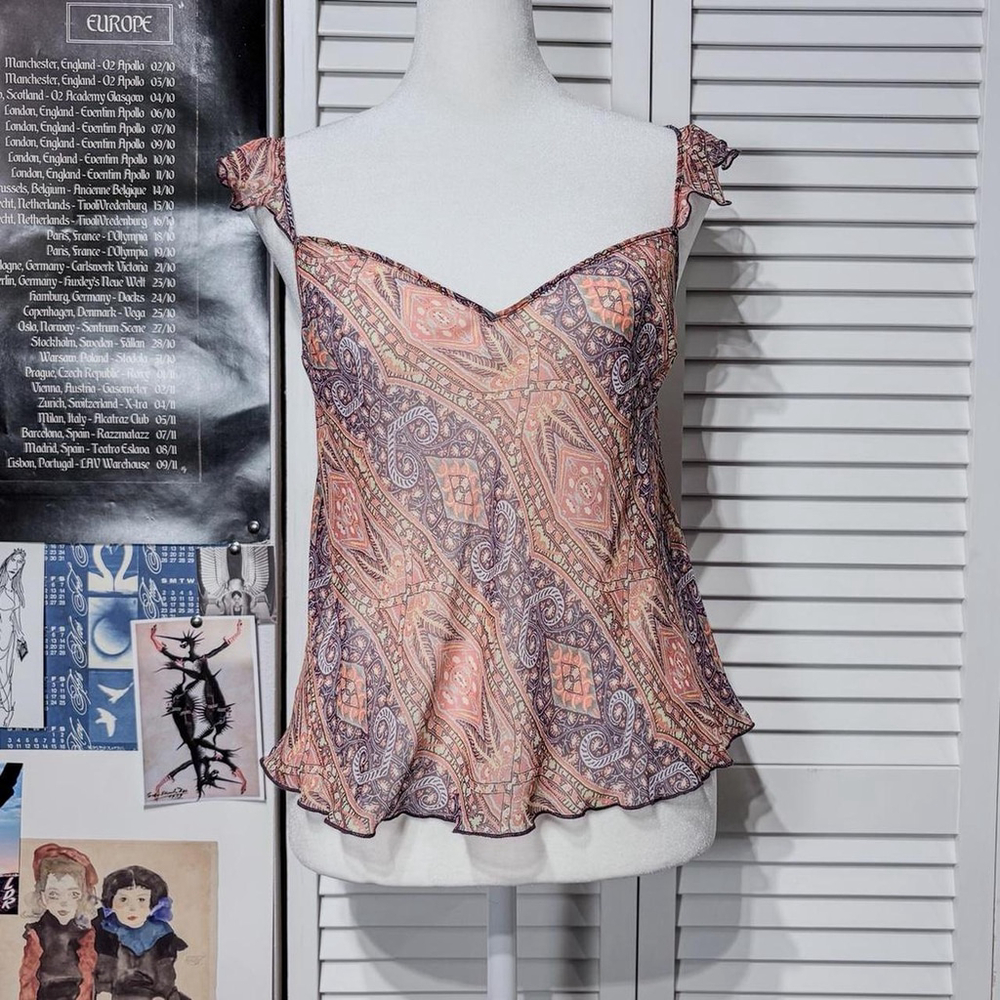 Sheer paisley babydoll top